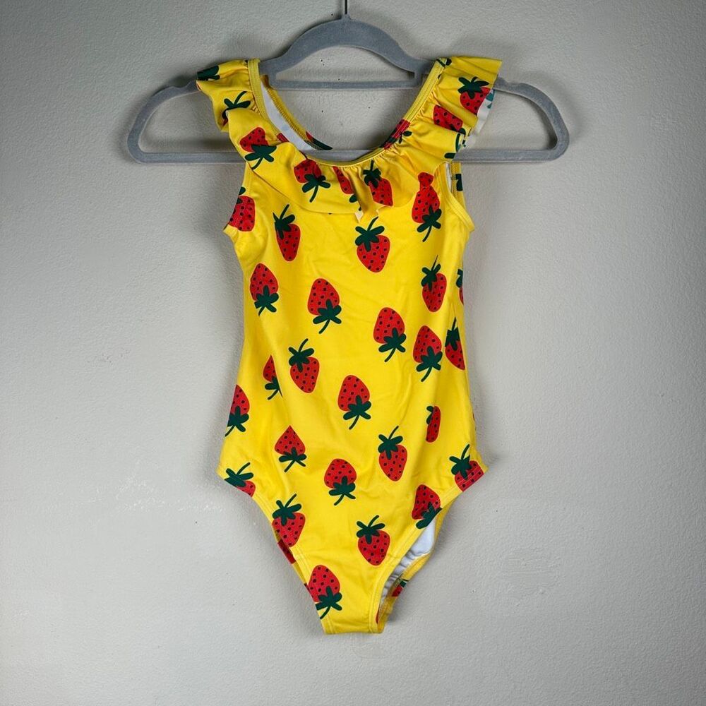 Hanna Andersson Yellow Strawberry Print One-Piece Swimsuit